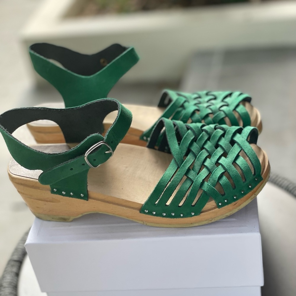 Green suede Troentorp clog sandal size 36